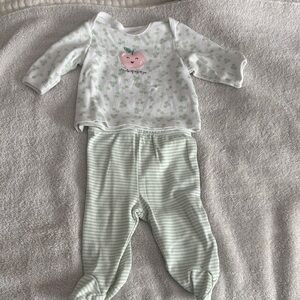 Adorable Green and White newborn two Piece set